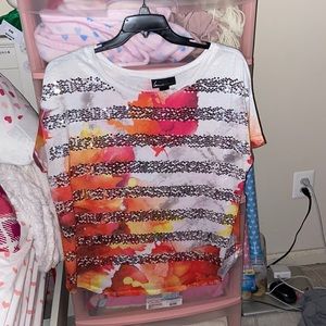 Lane Bryant Cute floral striped shirt. Cuffed sleeves